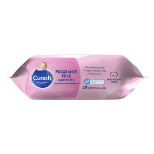 Curash Fragrance Free Baby Wipes 20