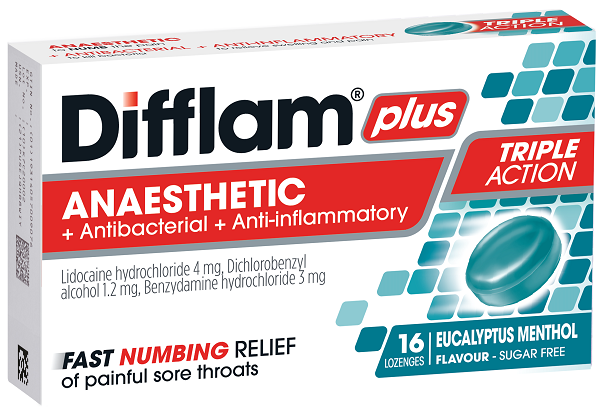 Difflam PLUS ANAESTHETIC Lozenges - MENTHOL & EUCALYPTUS 16
