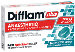 Difflam PLUS ANAESTHETIC Lozenges - MENTHOL & EUCALYPTUS 16