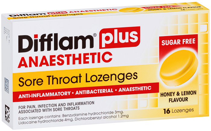 Difflam PLUS ANAESTHETIC Lozenges - HONEY & LEMON 16
