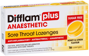 Difflam PLUS ANAESTHETIC Lozenges - HONEY & LEMON 16