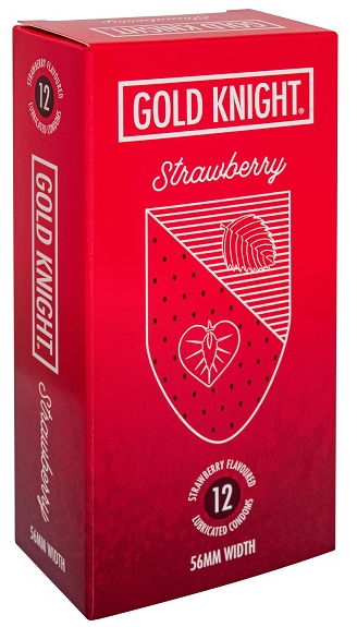 Gold Knight Condoms 56mm 12 Pk - Strawberry
