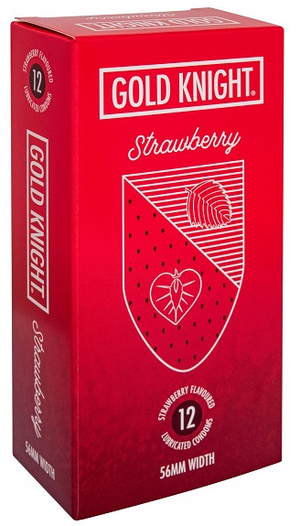 Gold Knight Condoms 56mm 12 Pk - Strawberry