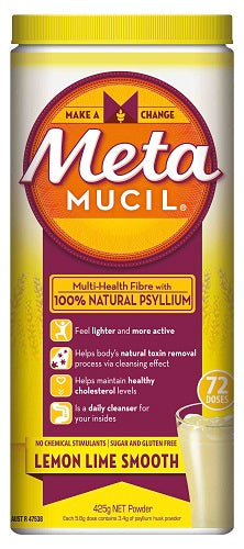 Metamucil Lemon Lime Smooth Sugar Free 425g 72 doses