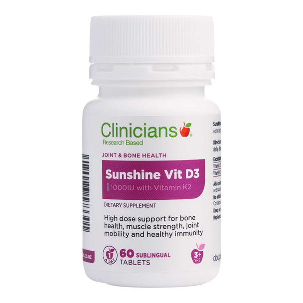 Clinicians Sunshine Vitamin D3 and Vitamin K2 Sublingual Tablets 60