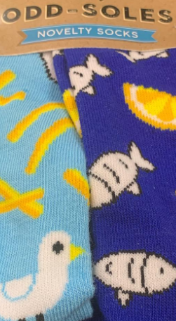 ODD-SOLES Novelty socks Fish & Chips 1pr