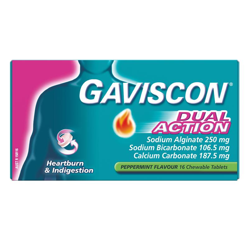 Gaviscon Dual Action Peppermint 16 Chewable Tablets