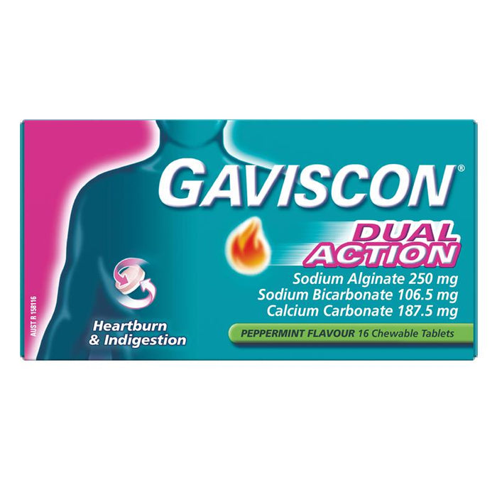 Gaviscon Dual Action Peppermint 16 Chewable Tablets