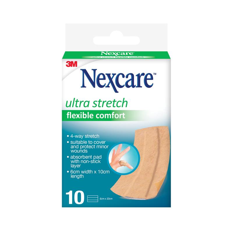 Nexcare Ultra Stretch Lengths 10cm x 6cm 10 Pack