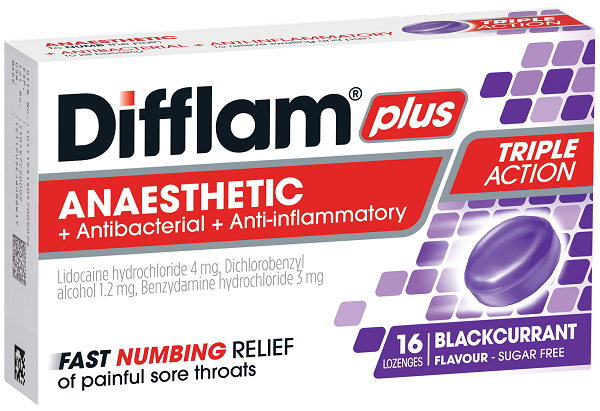Difflam PLUS ANAESTHETIC Lozenges - BLACKCURRANT 16