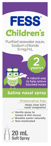 FESS Childrens Saline Nasal Spray for Kids 20ml - 2 to 10 Years