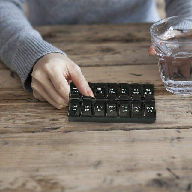 7-day Pill Organizer (Black + Clear)