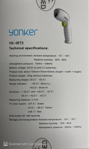 YONKER Infrared Thermometer YK-IRT2
