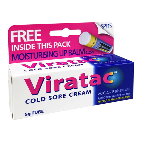 VIRATAC Cold Sore Cream 5% 5g + Lip Balm