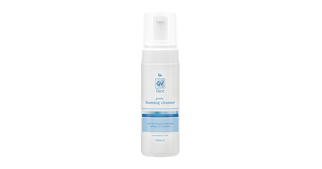 QV Face Foaming Cleanser 150ml NEW A gentle liquid to foam formulation enriched with safflower oil, Pro Vitamin B5 and Vitamin E. Specifically formulated to remove make up and gently cleanse dry or sensitive skin leaving it feeling fresh, soft and moisturised.